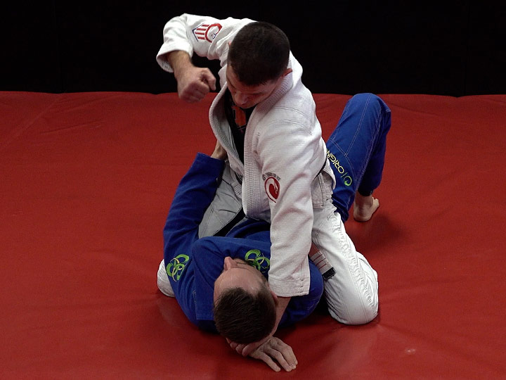 Professor James Clingerman demonstrating basic BJJ Self Defense and MMA Concepts, striking from dominant positions.